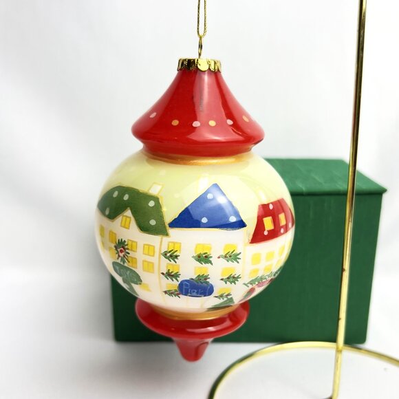PIER 1 Li Bien Christmas Teardrop Ornament Glass Red Gold Hand Painted w/Box - Picture 4 of 7